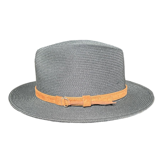 Fedora Hat - Grey, Brown Faux Leather Band - Future Decor