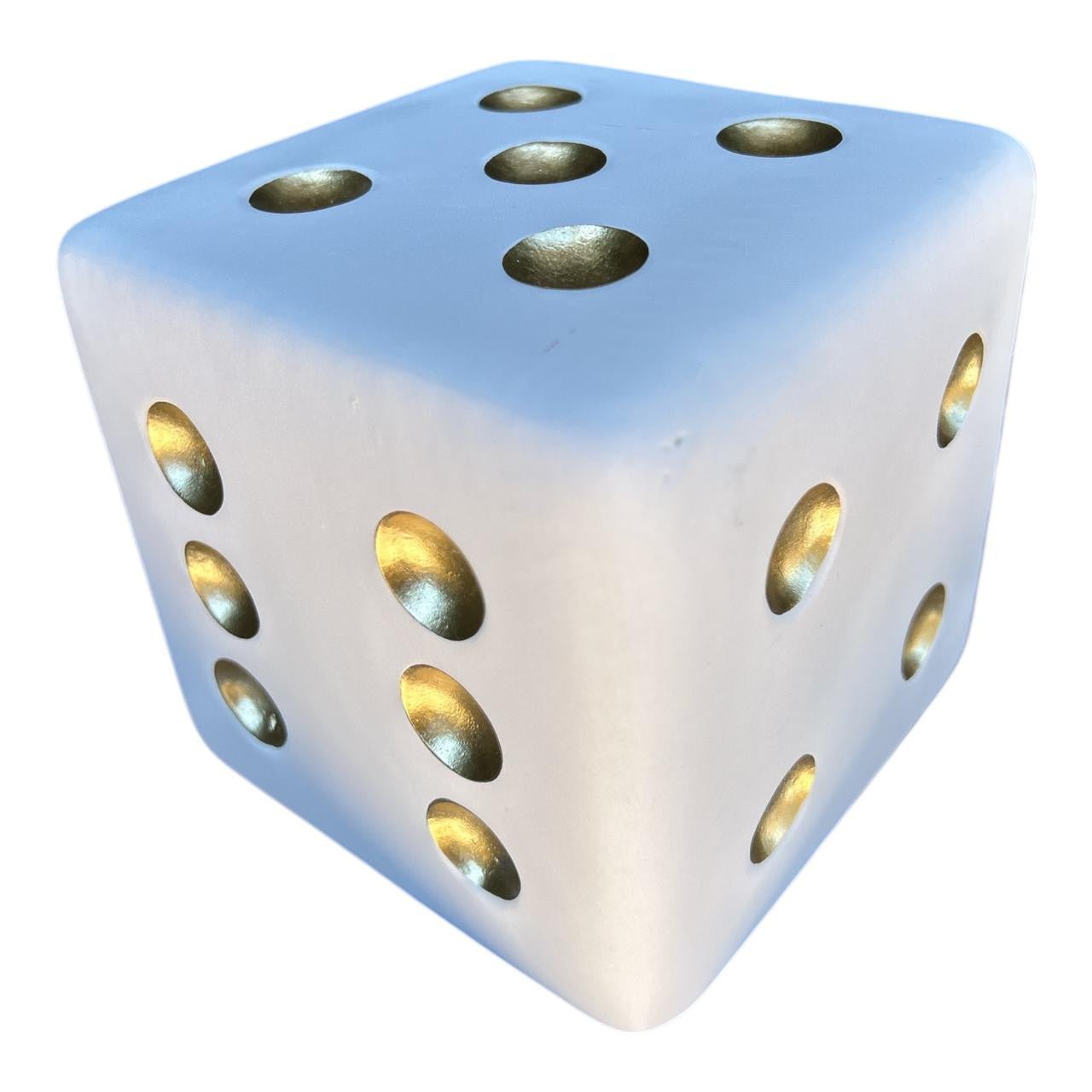 Figurine Craft - Large White And Gold Dice - Future Decor