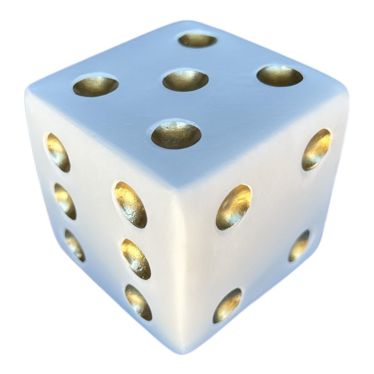 Figurine Craft - Small White And Gold Dice - Future Decor