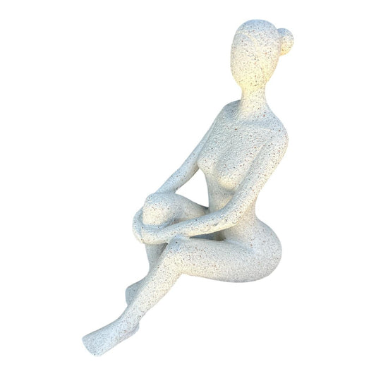 Figurine Craft - White Speckled Sitting Lady - Future Decor