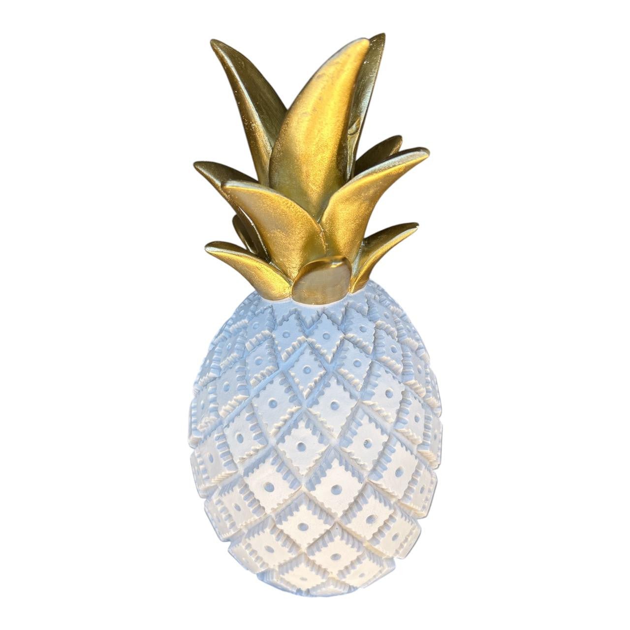 Fruit Craft - Large White Pineapple, Gold Leaves - Future Decor