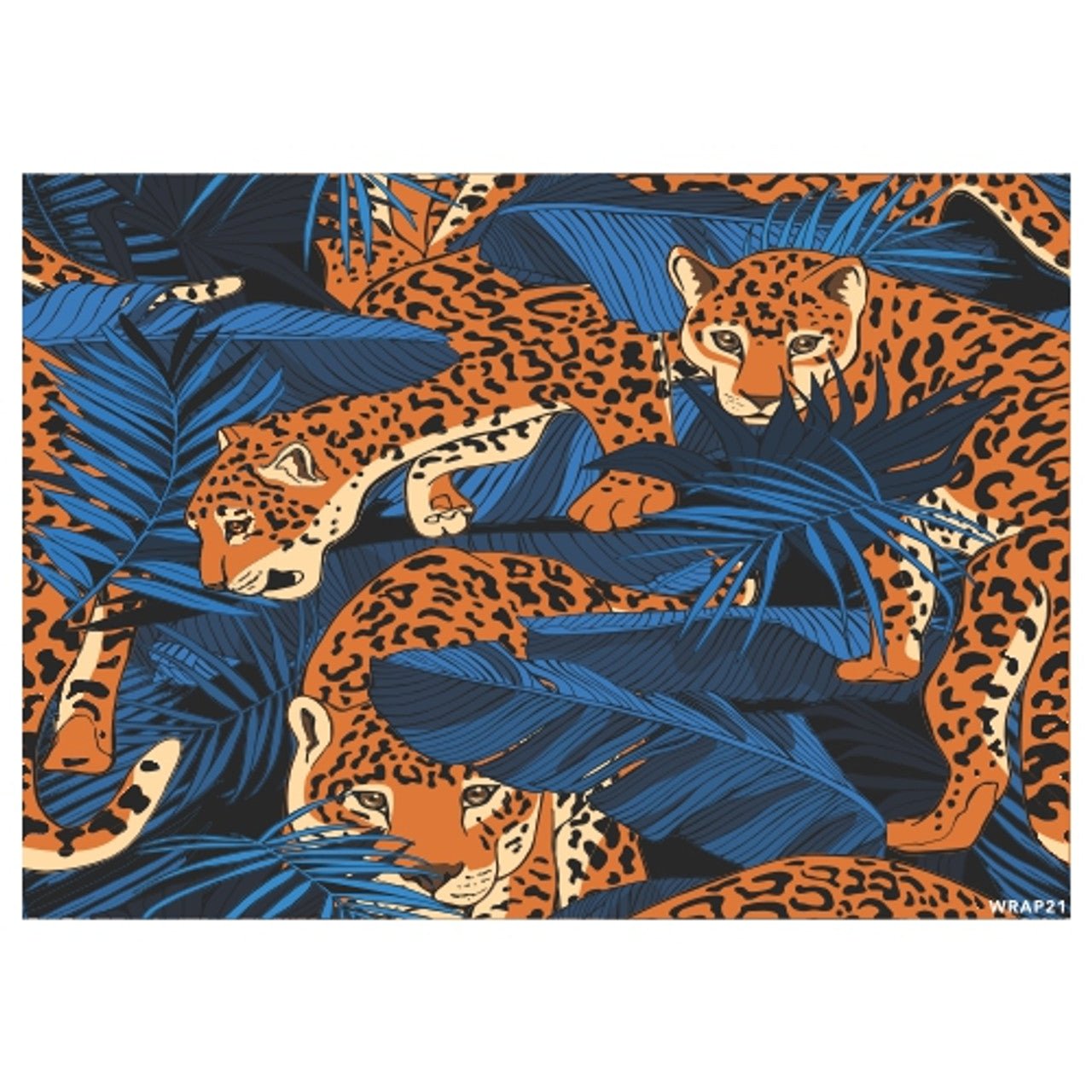 Gift Wrap Sheet - Blue Leaf Leopard - Future Decor