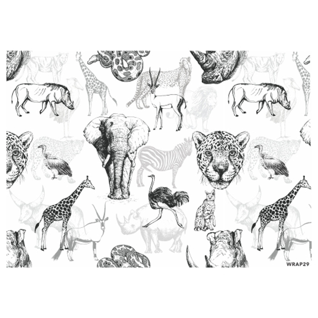 Gift Wrap Sheet - Hand Drawn African Animals - Future Decor