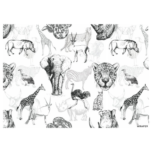 Gift Wrap Sheet - Hand Drawn African Animals - Future Decor