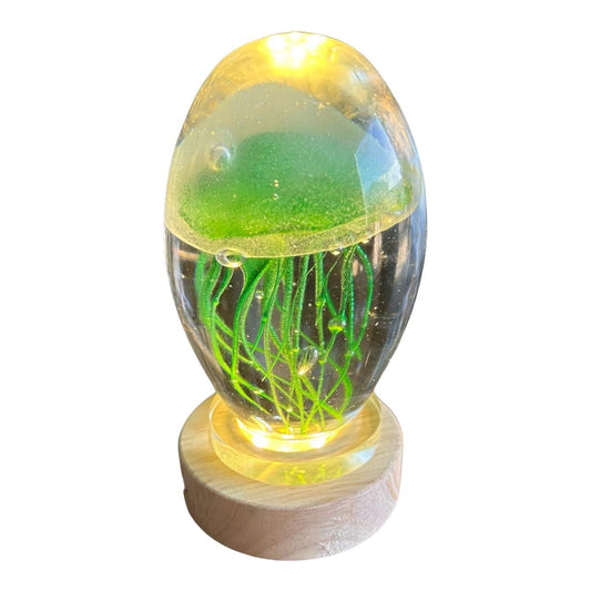 Glass Ball Night Light - Green Jellyfish - Future Decor