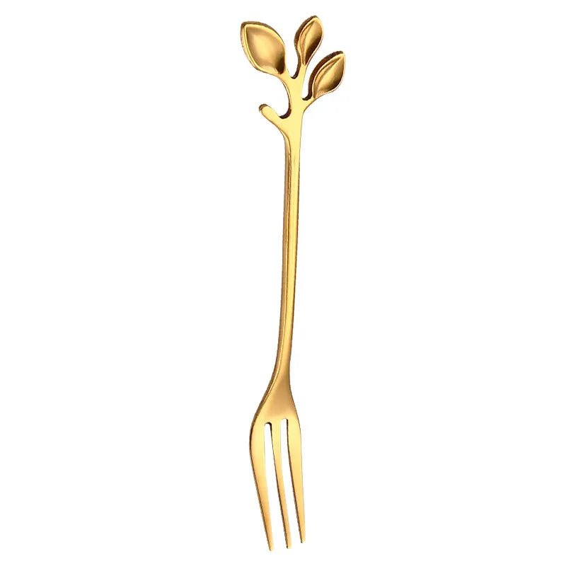 Gold Cake Fork Pack Of 6 - Three Tiny Leaves - Future Decor