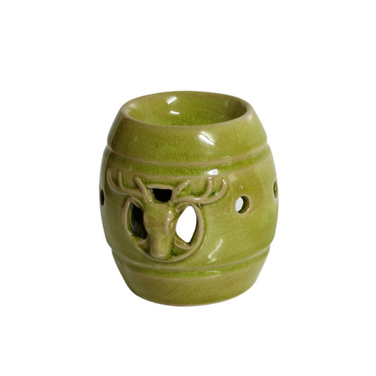 Green Barrel Ceramic Oil Burner - Deer Head - Future Decor