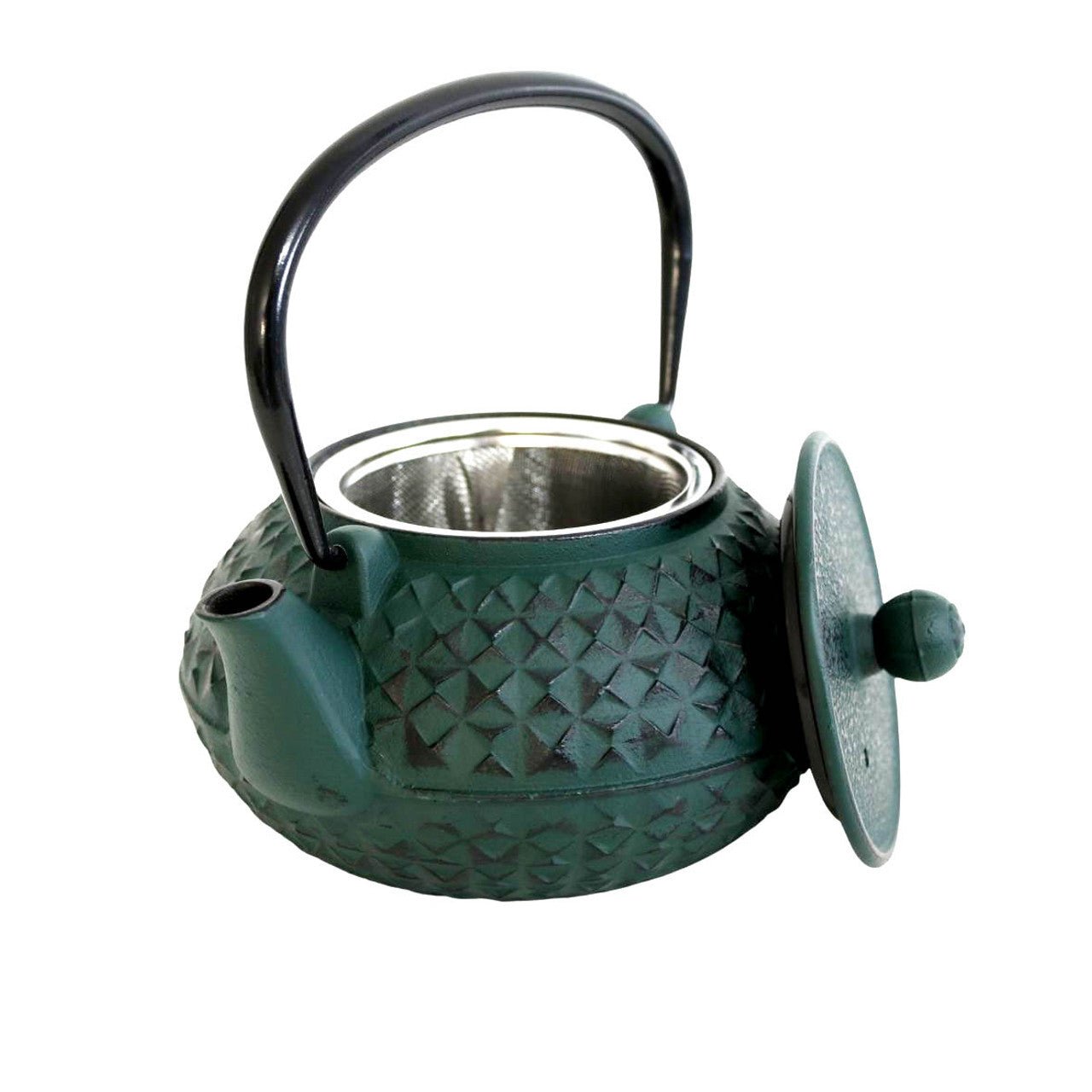 Iron Teapot - Green Crossed Pattern 1000ml - Future Decor