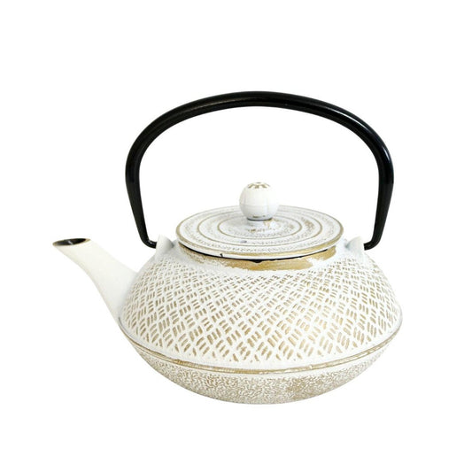 Iron Teapot - White And Gold 800ml - Future Decor