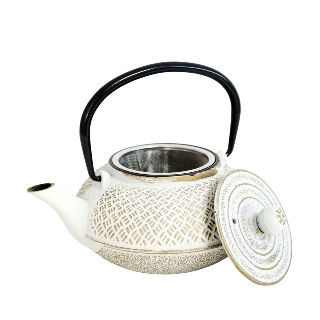 Iron Teapot - White And Gold 800ml - Future Decor