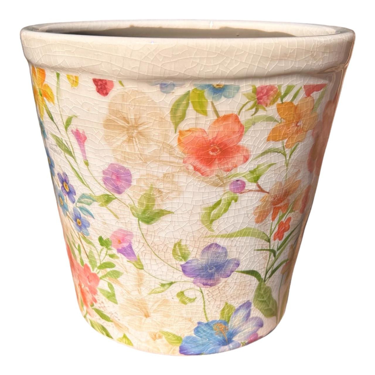 Large Ceramic Pot - Flowers - Future Decor