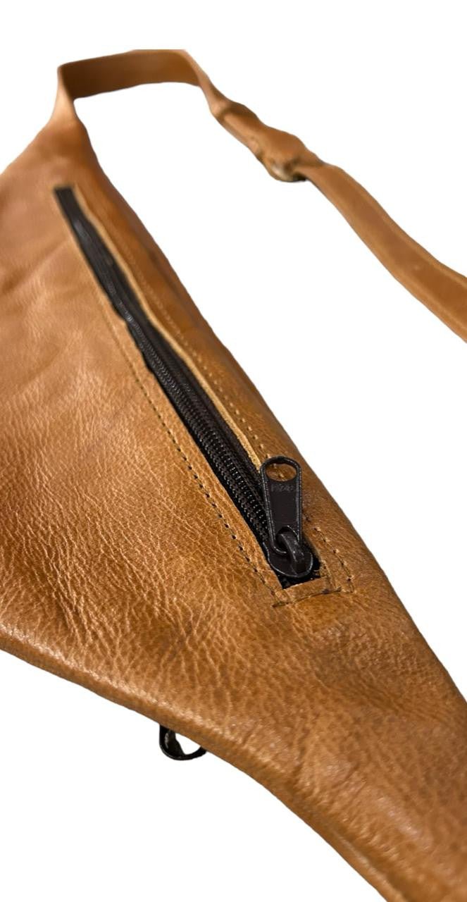 Leather Three Zip Moon Bag - Future Decor