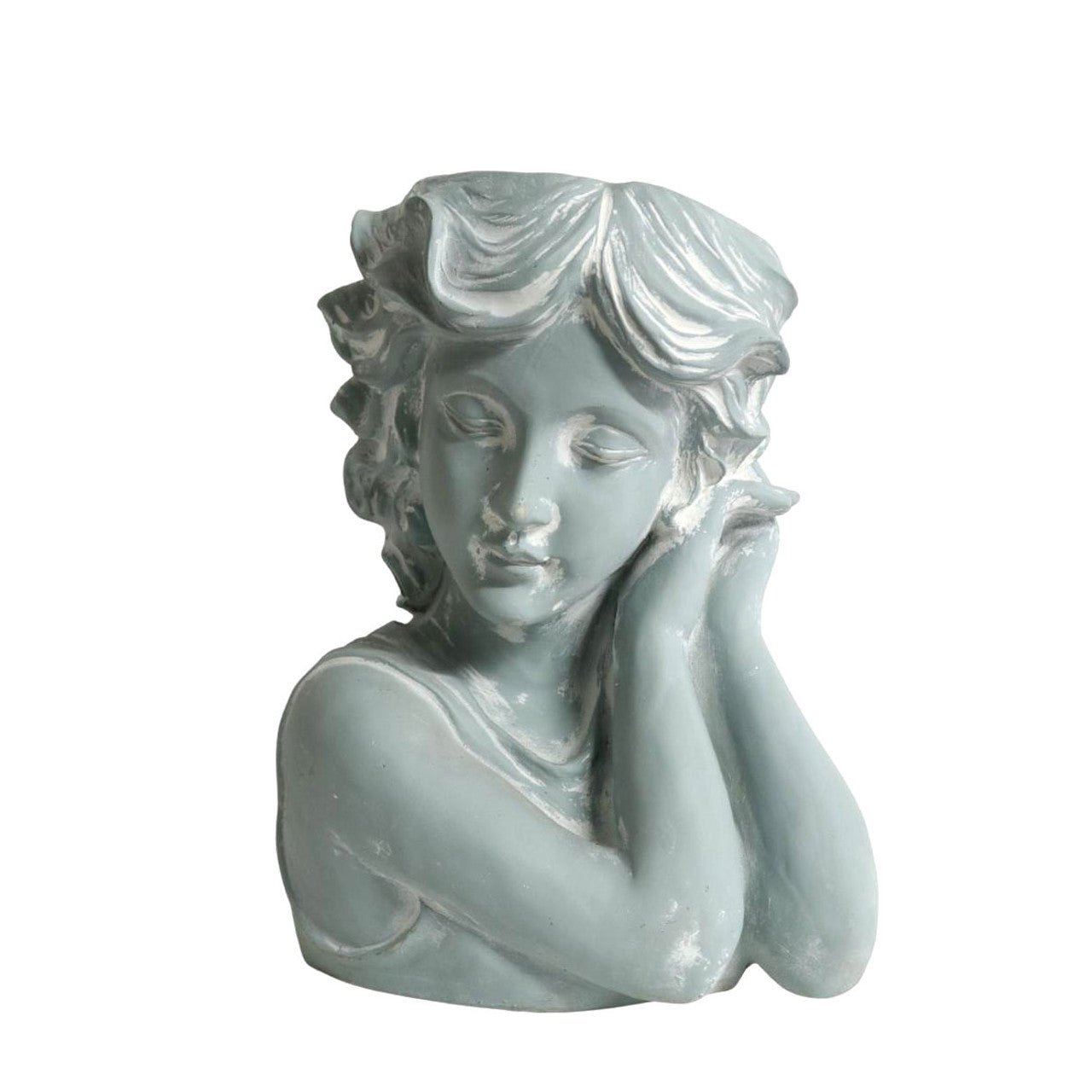 Light Grey Girl With Waving Hair Planter - Future Decor