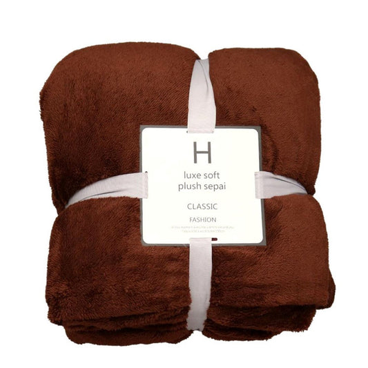 Luxe Plush Blanket - Brown - Future Decor