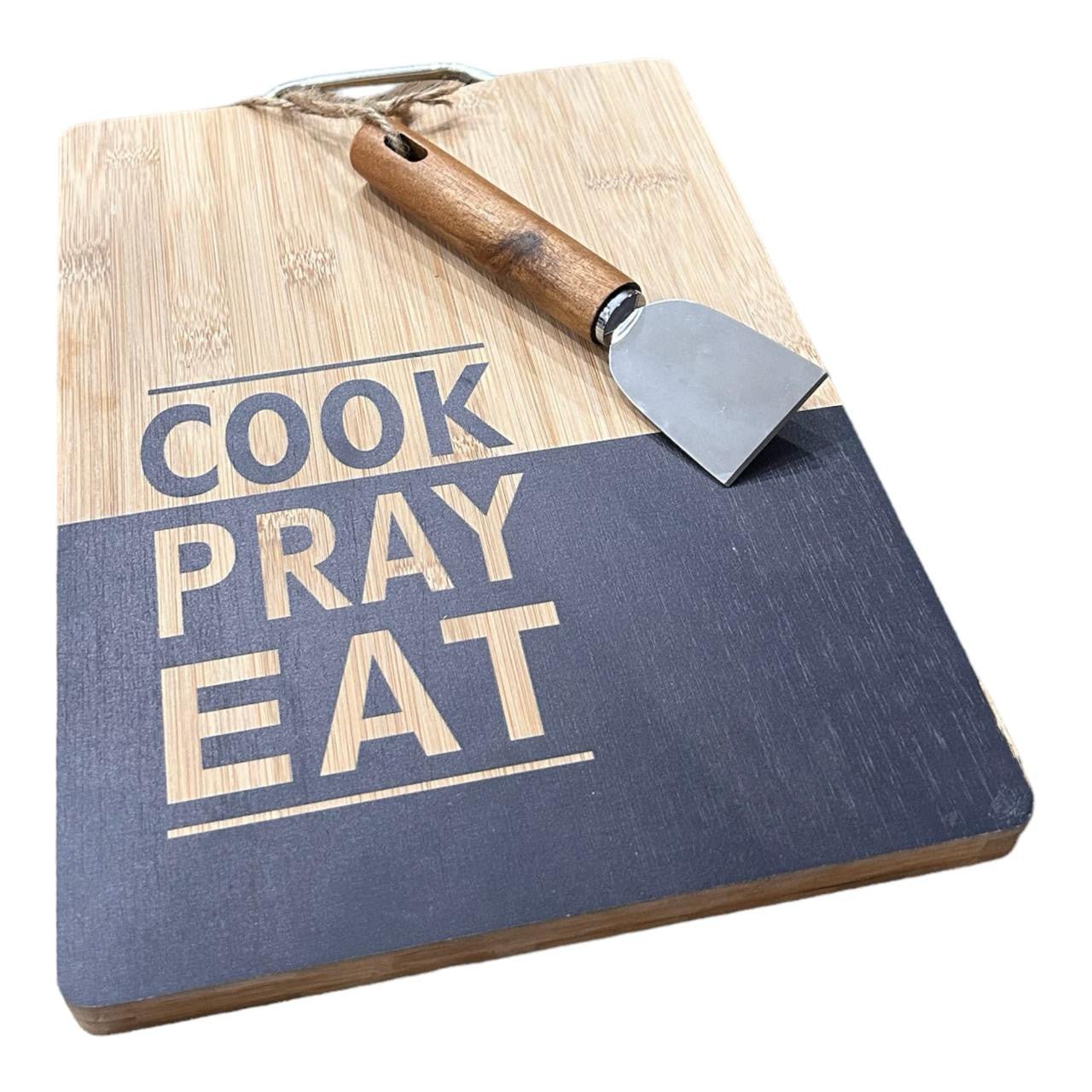 Medium Bamboo Board - Cook, Pray, Eat - Future Decor