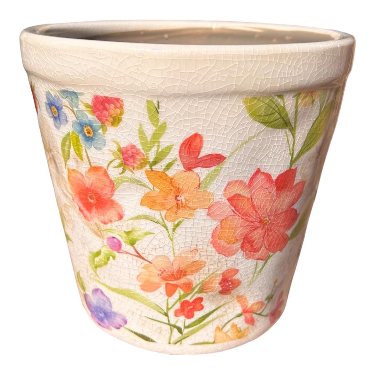 Medium Ceramic Pot - Flowers - Future Decor