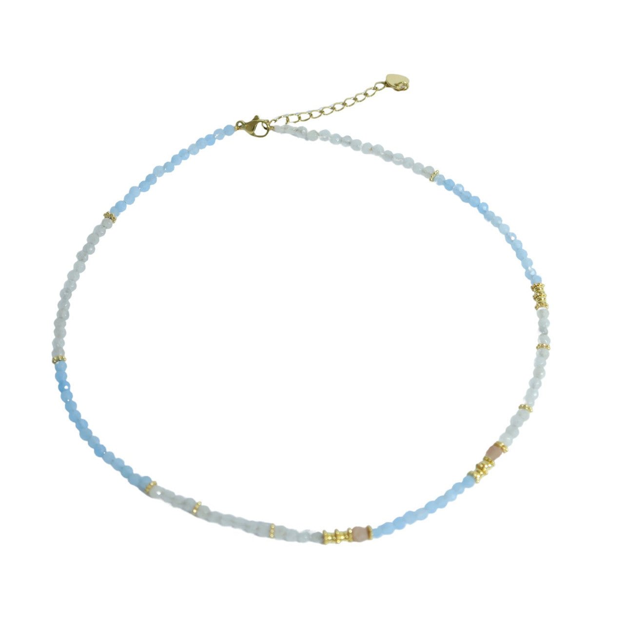 Necklace - Blue And Silver Beads And Gold Accents - Future Decor