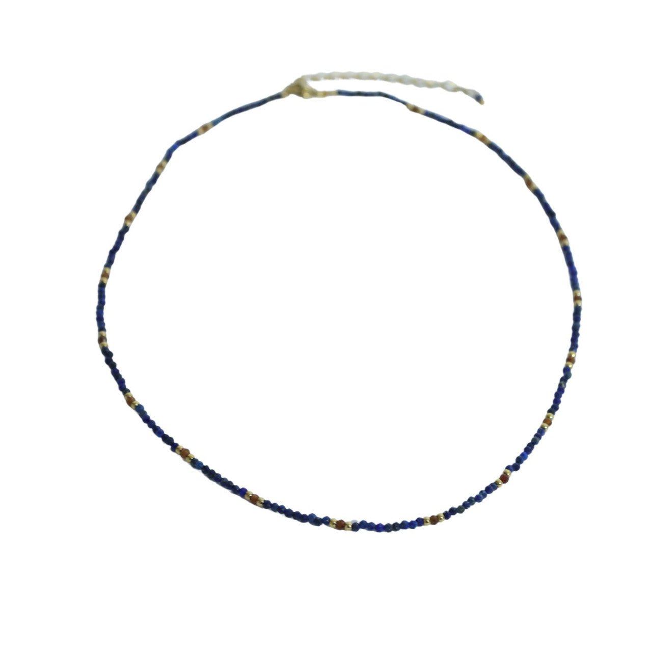 Necklace - Shades Of Blue Beads, Gold Accents - Future Decor