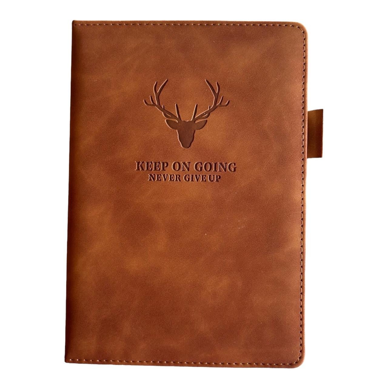 Notebook A5 Faux Leather - Brown, Deer Head - Future Decor