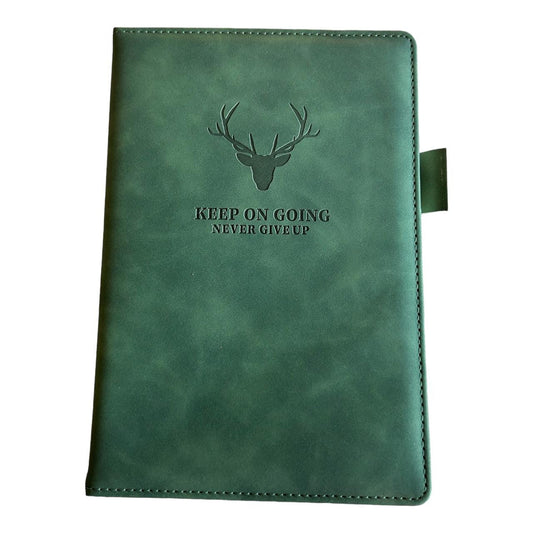 Notebook A5 Faux Leather - Green, Deer Head - Future Decor