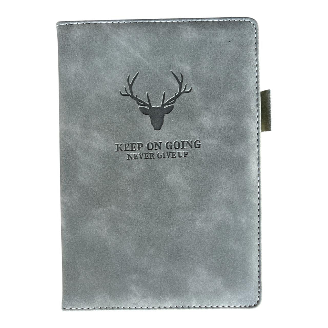 Notebook A5 Faux Leather - Grey, Deer Head - Future Decor