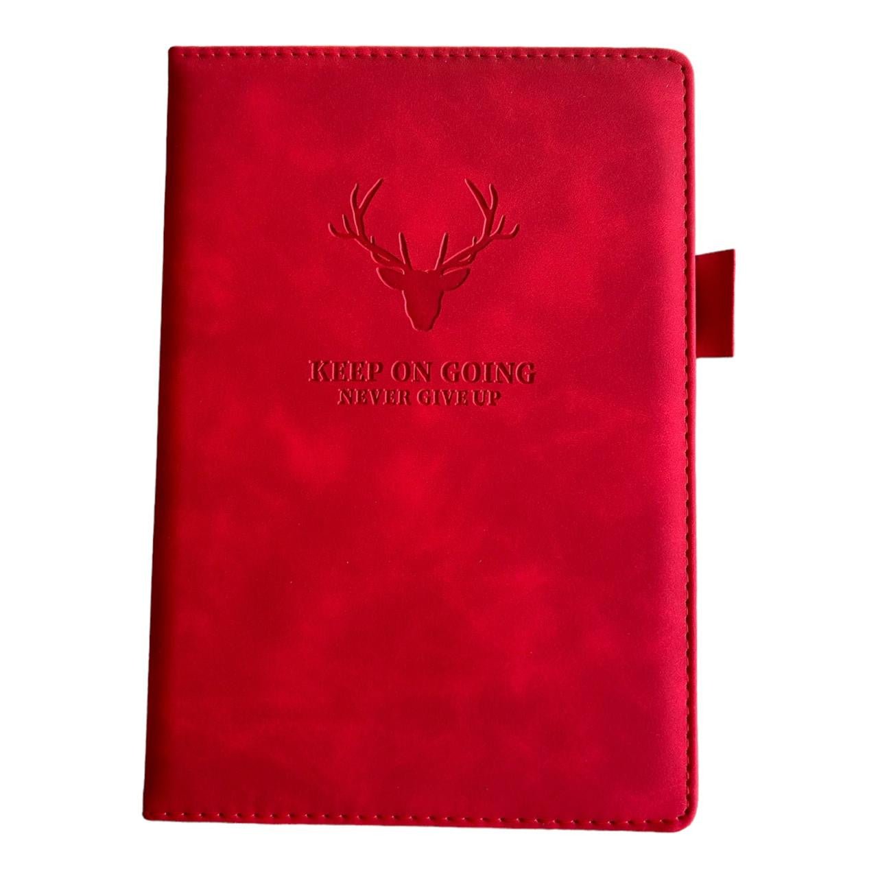 Notebook A5 Faux Leather - Red, Deer Head - Future Decor