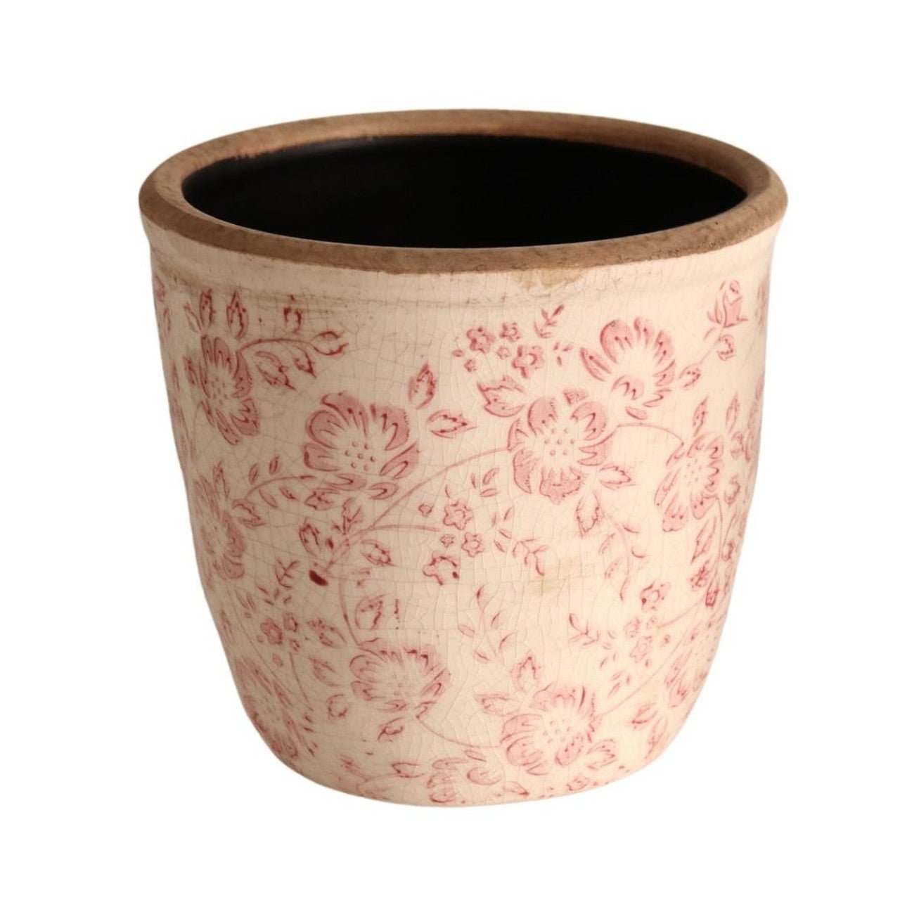 Off White Pot Planter - Pink Flowers - Future Decor