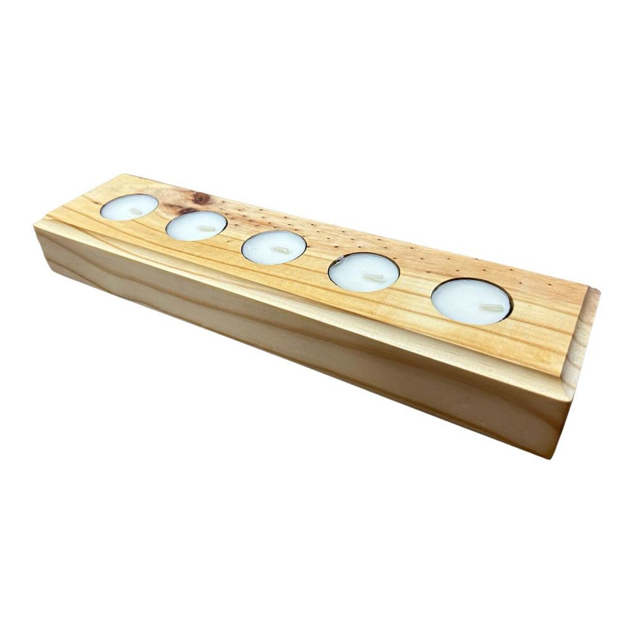 Plain Wooden 5 Tealight Candle Holder - Future Decor