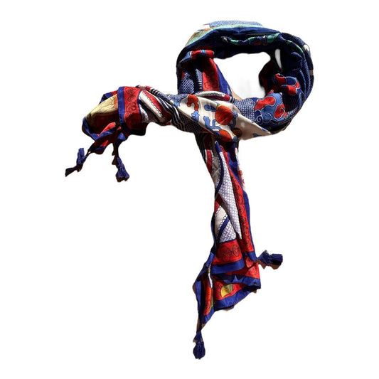 Polyester Scarf - Peaches, Red And Blue - Future Decor