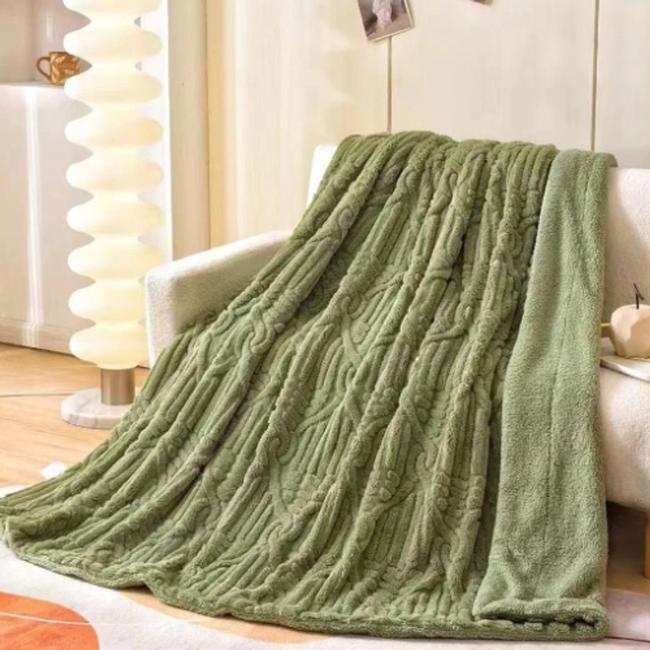 Queen Size Polyester Blanket - Green - Future Decor