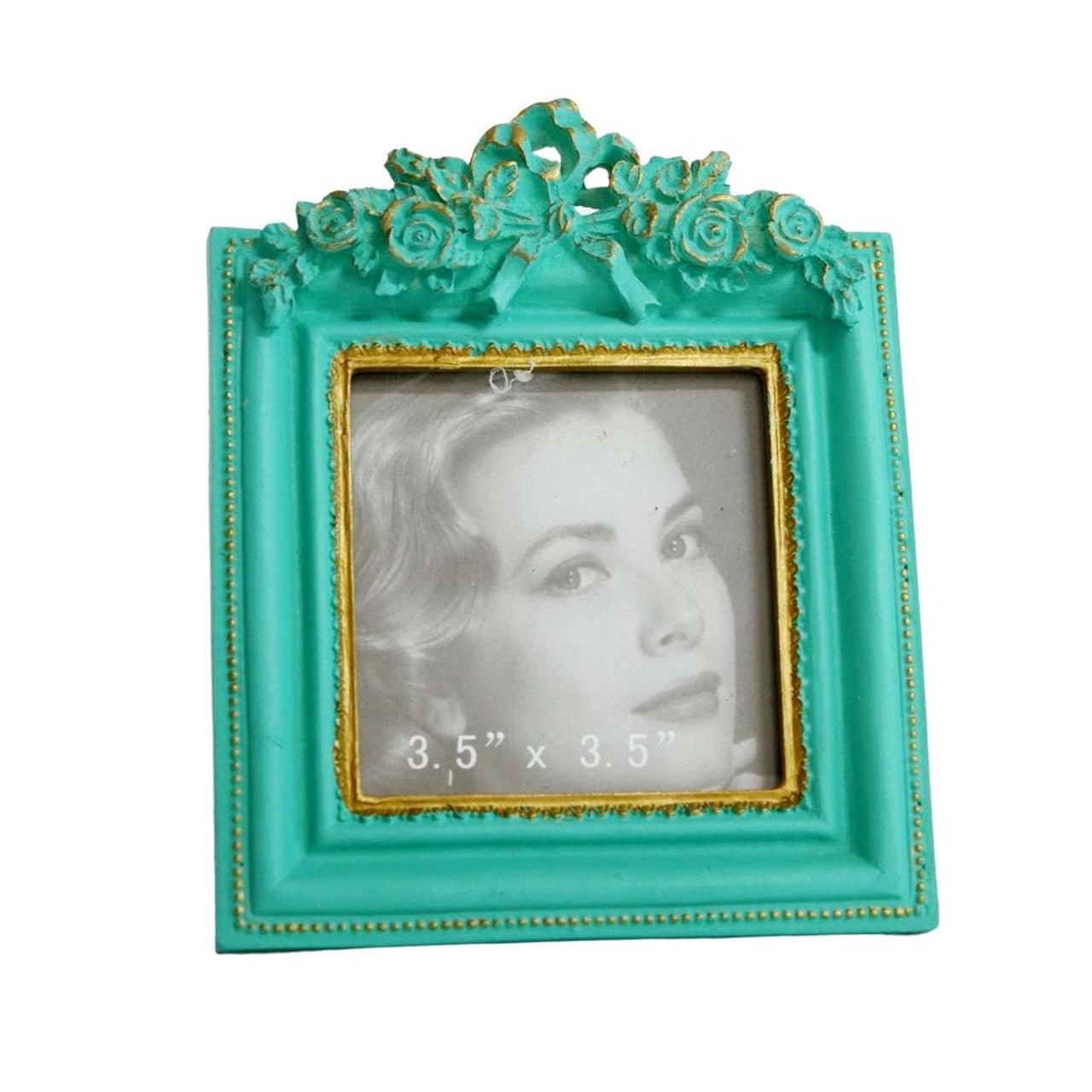 Seagreen Square Rose Bow Photoframe - Future Decor