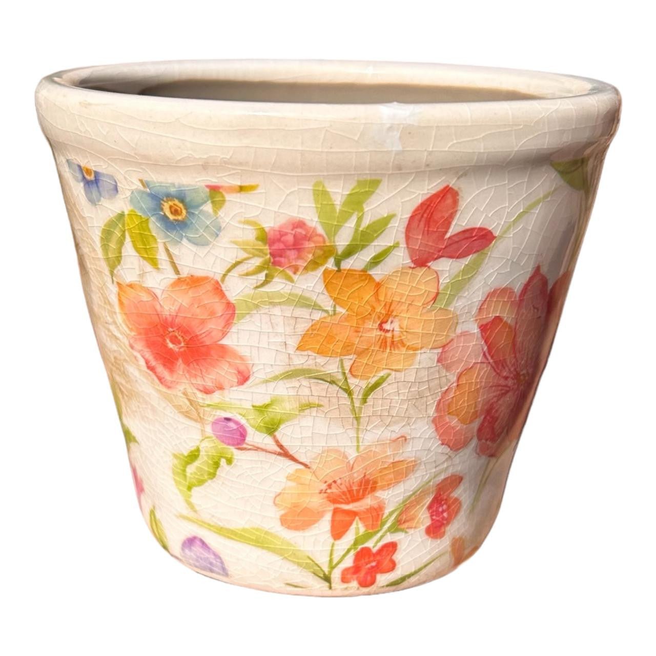 Small Ceramic Pot - Flowers - Future Decor