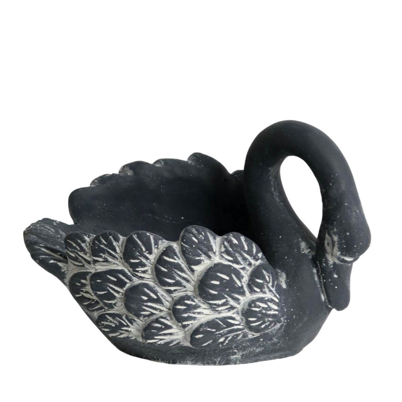 Small Charcoal Resting Swan Planter - Future Decor