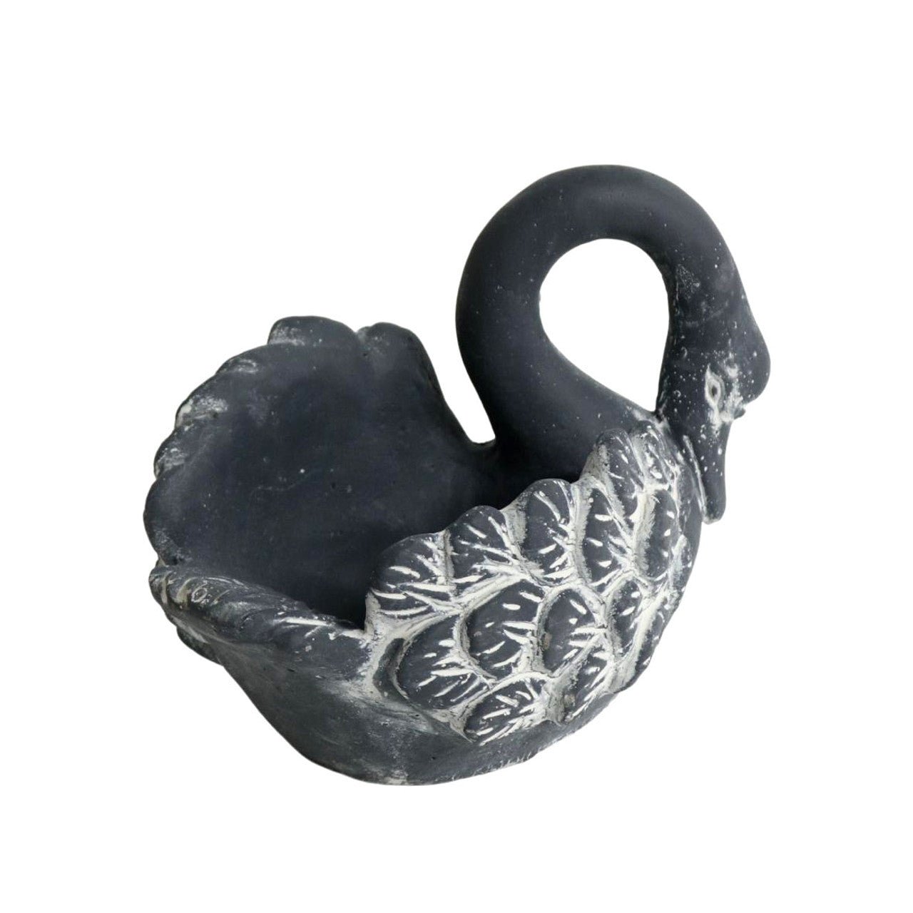 Small Charcoal Resting Swan Planter - Future Decor