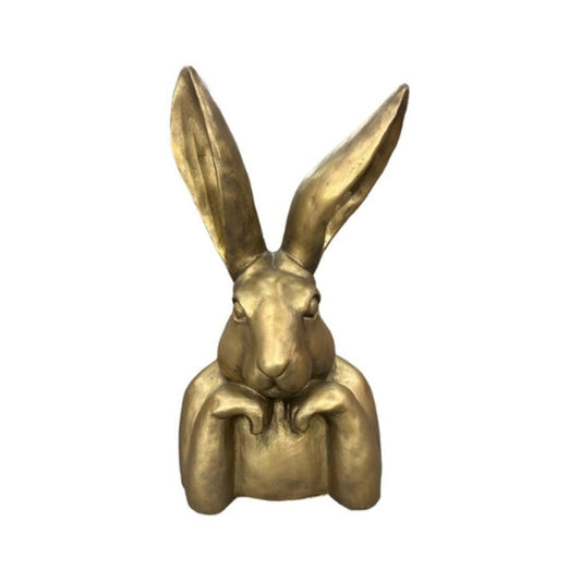 Small Gold Ceramic Bunny Thinking - Future Decor