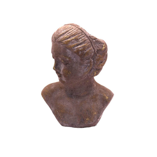 Small Grey Cement And Gold Female Bust Planter - Future Decor