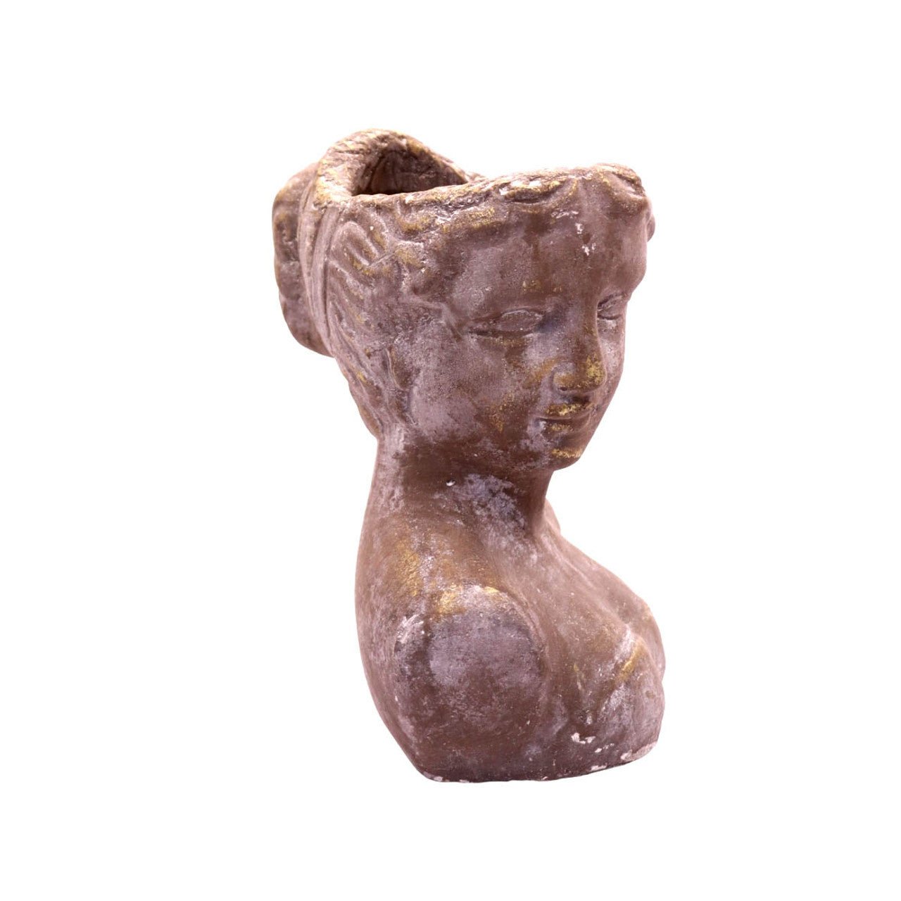 Small Grey & Gold Female Bust Planter - Future Decor