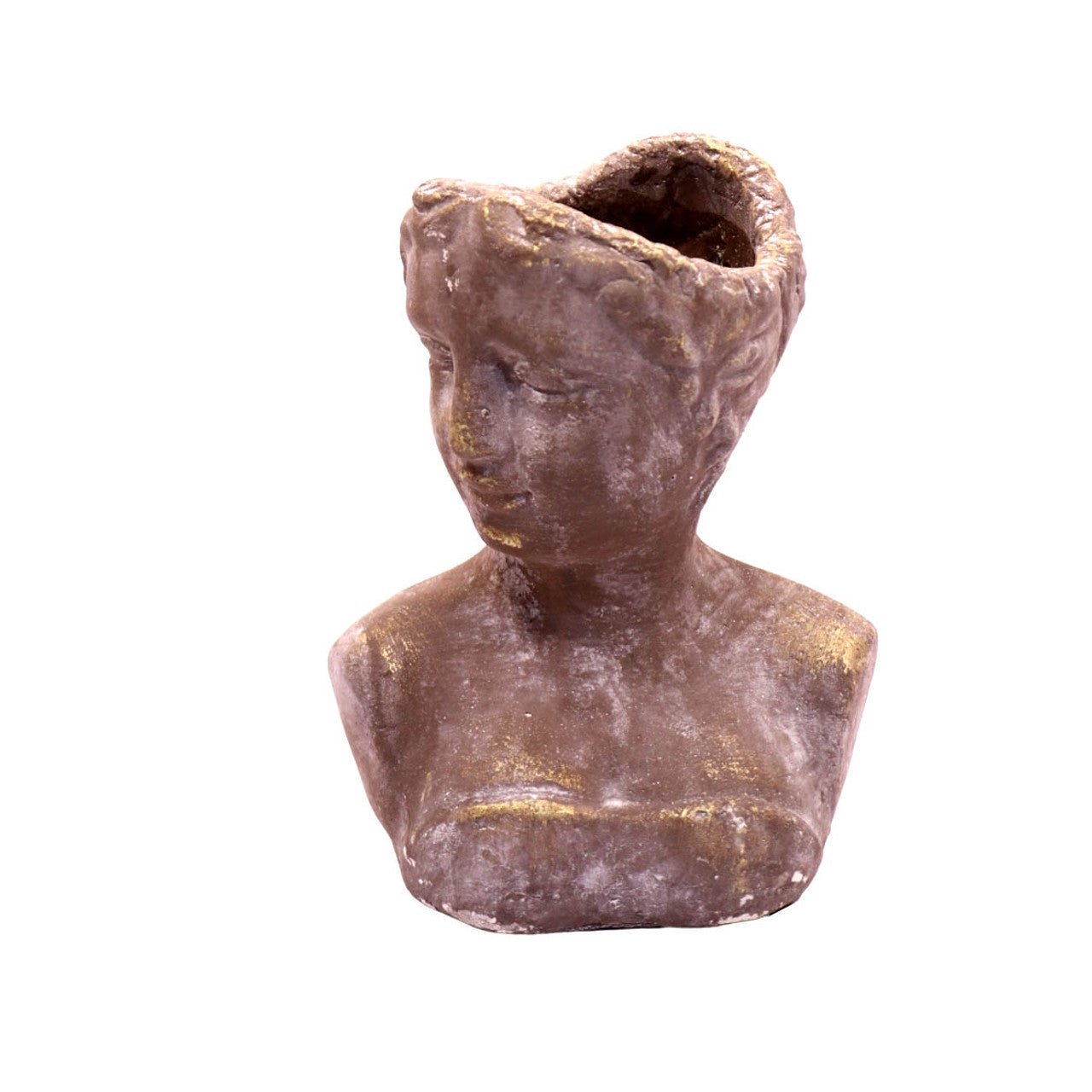 Small Grey & Gold Female Bust Planter - Future Decor