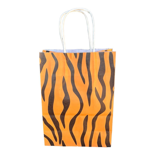 Small Paper Giftbags Pack of 12 - Orange Tiger Print - Future Decor