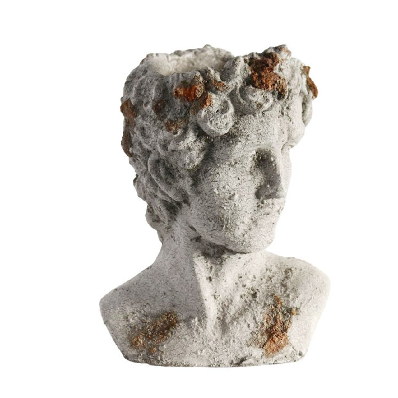 Small Rough Ceramic Grey Male Bust - Future Decor