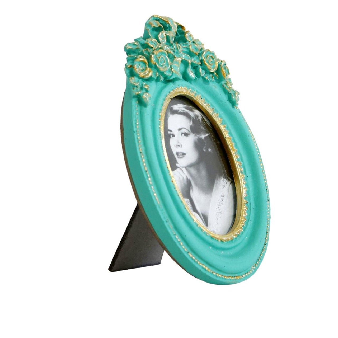 Small Seagreen Oval Rose Bow Photoframe - Future Decor