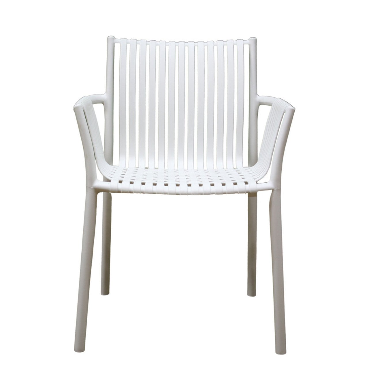 Stackable White Weaved Seat Chair - Future Decor