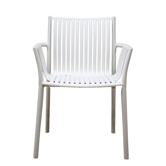 Stackable White Weaved Seat Chair - Future Decor