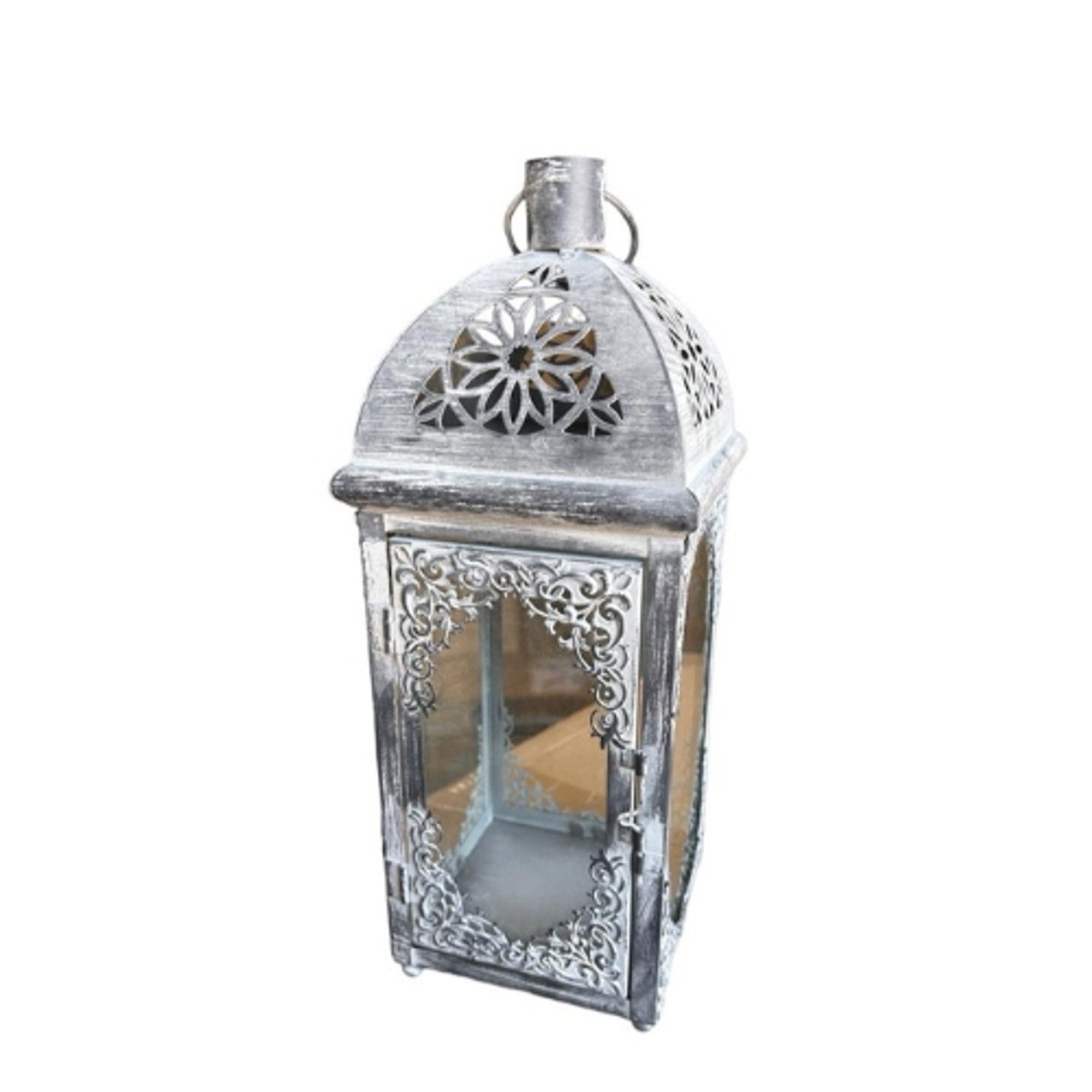 Storm Lantern - Chalk Grey Flower Triangle - Future Decor