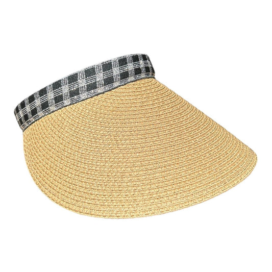 Visor Hat - Black Checker Band, Beige - Future Decor