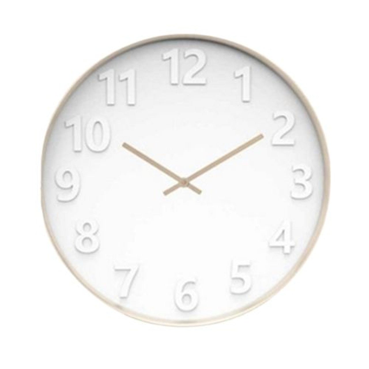 Wall Clock - White With Brown Clock Hands - Future Decor