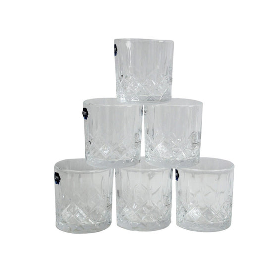 Whiskey Tumbler Set of 6 - Clear Diamond Pattern - Future Decor