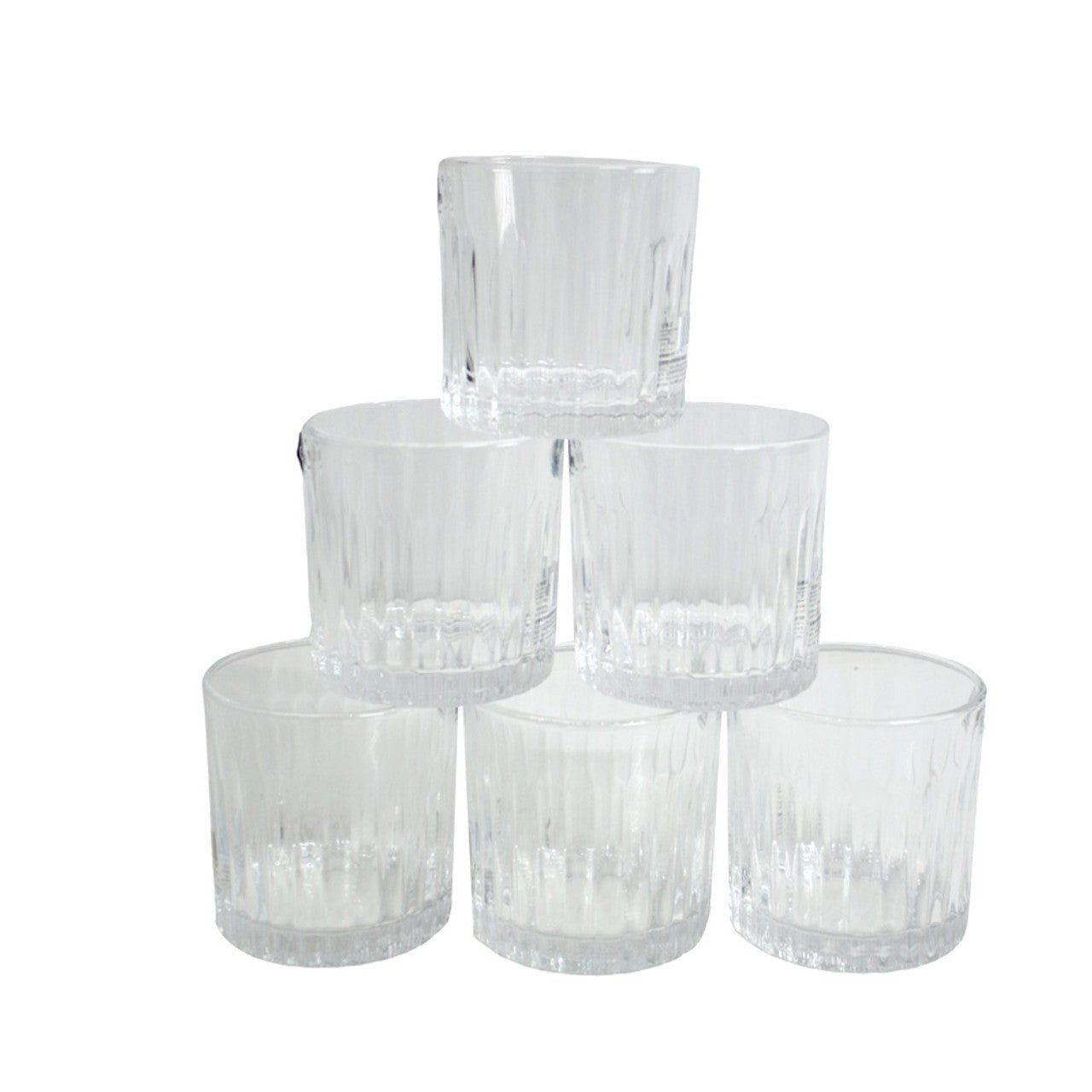 Whiskey Tumbler Set of 6 - Clear Lines Pattern - Future Decor