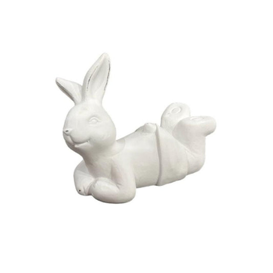 White Bunny Lounging On Tummy - Future Decor