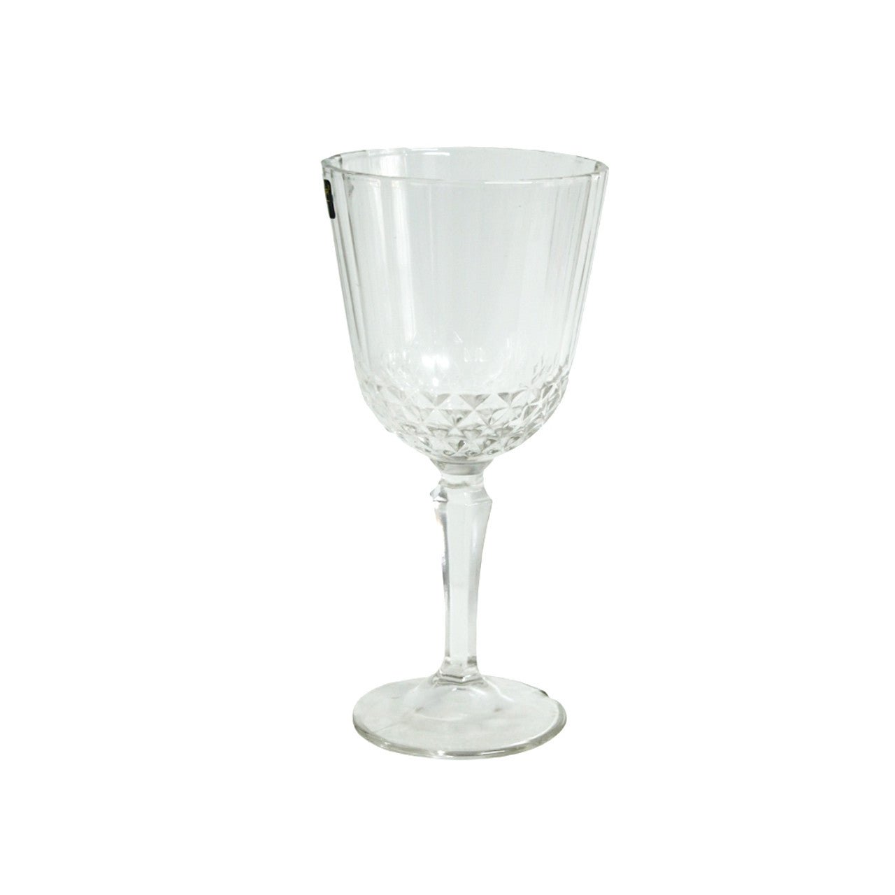 Wine Glass Set of 6 - Clear Diamond And Line Pattern - Future Decor